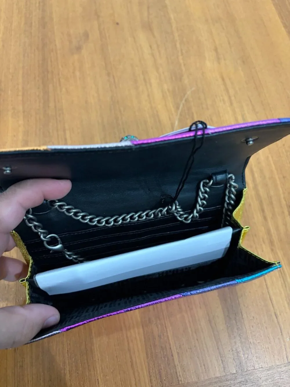 Kurt Geiger London Kensington Metallic Rainbow Crossbody Wallet ( has damage )
